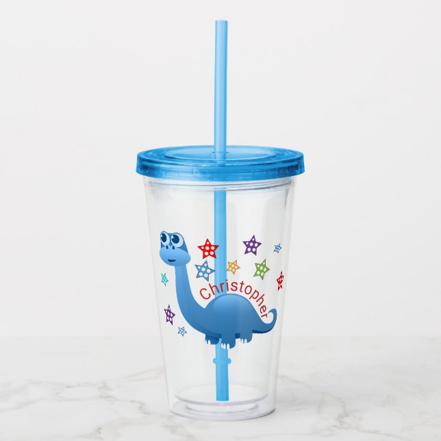 Kids Dinosaurier Personalisiert Acryltrinkbecher (Vorderseite)