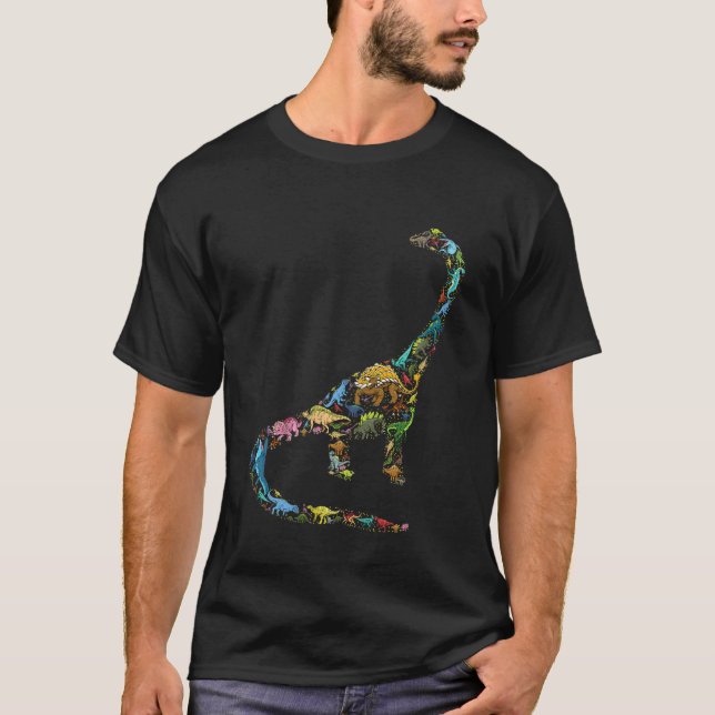 Kids Dinosaurs As Brontosaurus T-Shirt (Vorderseite)