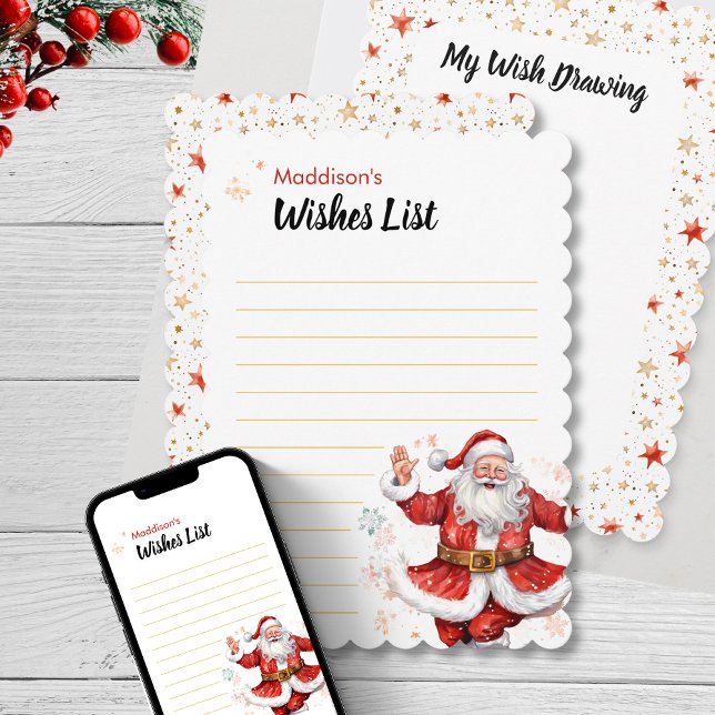 Kids DIY Blank Wish List Zeichne Personalisierten  Einladung (Christmas wish list diy blank activity drawing santa wishes card magic gift writing personalized nam)