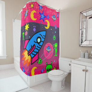 Kids Douche rideau Rocket Aliens Espace