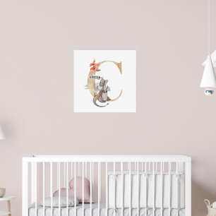 Kids Dragon Individuelle Name Monogram C Kinderzim Poster