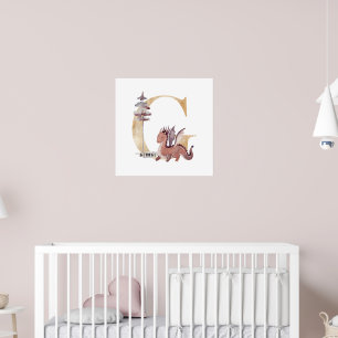 Kids Dragon Individuelle Name Monogram G Kinderzim Poster