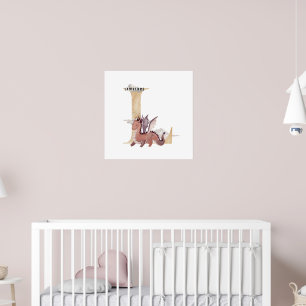 Kids Dragon Individuelle Name Monogram L Kinderzim Poster