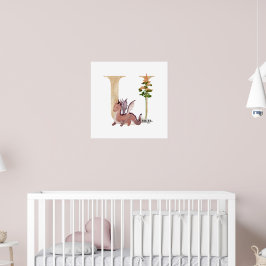 Kids Dragon Individuelle Name Monogram U Kinderzim Poster