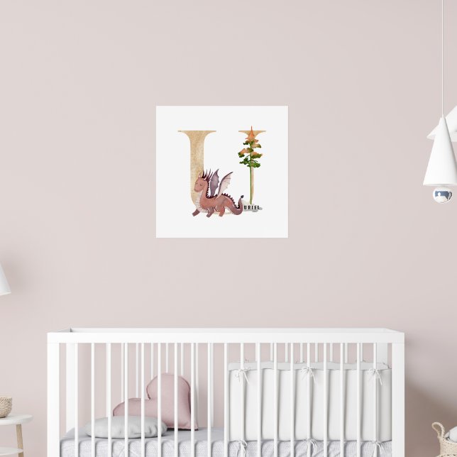 Kids Dragon Individuelle Name Monogram U Kinderzim Poster (Kinderzimmer 2)