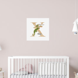 Kids Dragon Individuelle Name Monogram X Kinderzim Poster