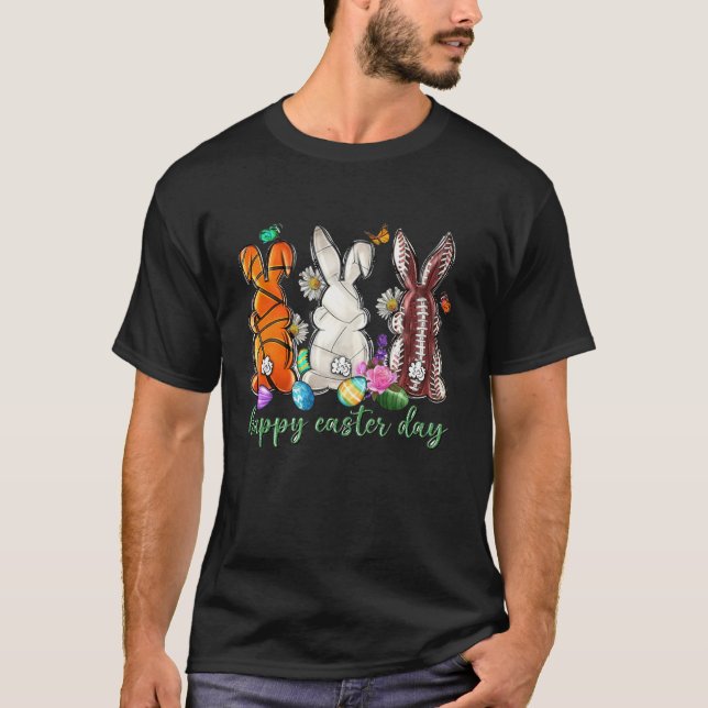 Kids Easter Boys Baseball Basketball Bunn T-Shirt (Vorderseite)