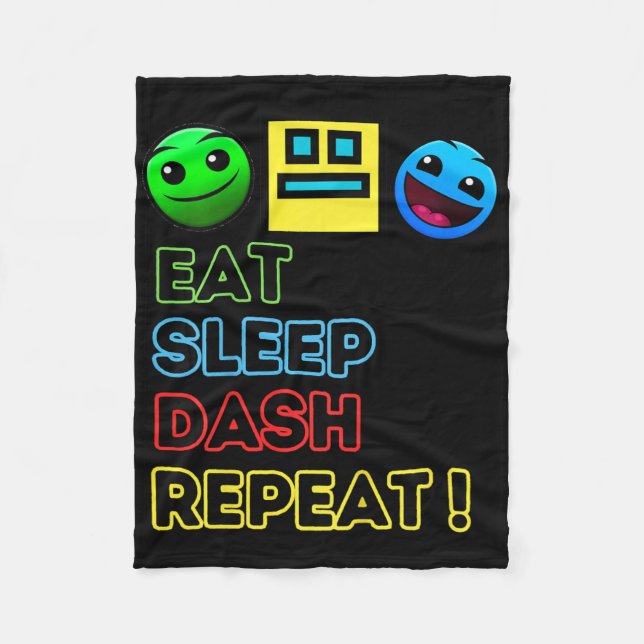 Kids Eat Sleep Dash Repeat Video Game Geometry Vid Fleecedecke (Vorderseite)