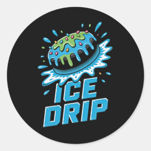 Kids Eishockey-Puck-Drip-Grafik Eis-Drip B Runder Aufkleber