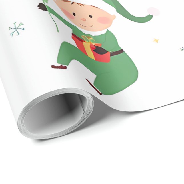 Kids Elf Christmas Wrapping Paper Geschenkpapier (Rolleneckpunkt)