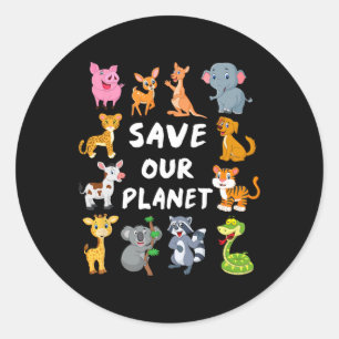 Kids Environmental Shirt with Niedlicher Tiere for Runder Aufkleber