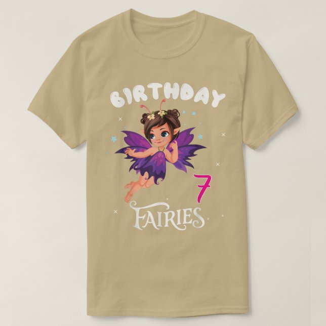 Kids Fairy Birthday Party 7 Jahre alt Fairy Birthd T-Shirt (Design vorne)
