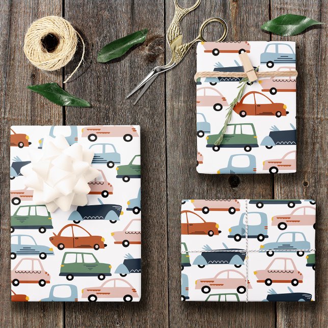 Kids farbenfroh Retro Car und LKW Muster Geschenkpapier Set (Von Creator hochgeladen)