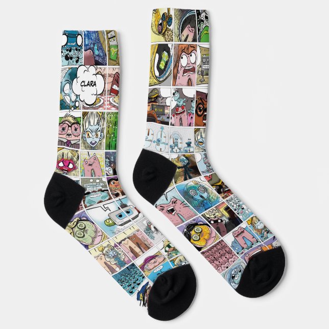 Kids farbenfrohe Coole Zeichen Gesichter Muster Na Socken (Rechts)