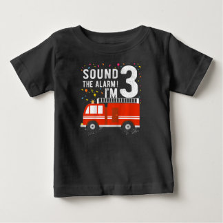 Kids Fire Truck 3rd Birthday Boy 3 Year Old shirt