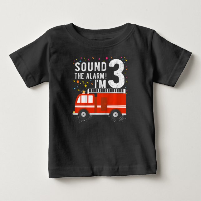 Kids Fire Truck 3rd Birthday Boy 3 Year Old shirt (Vorderseite)