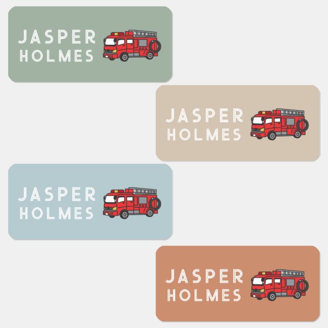 Kids Fire Truck Name Kleidung Etiketten (Gruppe)