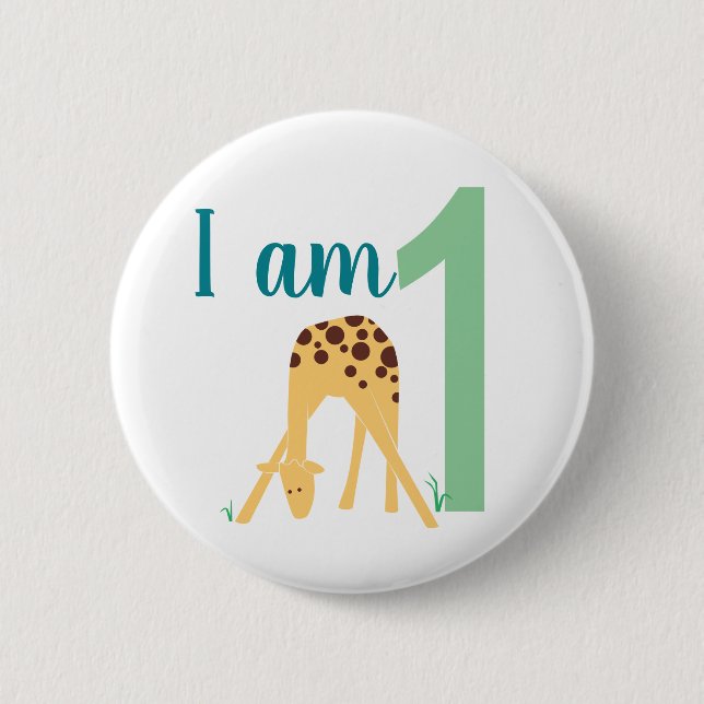 Kid's First Birthday Modern Giraffe Button (Vorderseite)