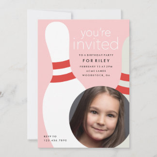 Kids Foto Bowling Geburtstagsparty Einladung