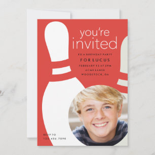 Kids Foto Bowling Geburtstagsparty Einladung