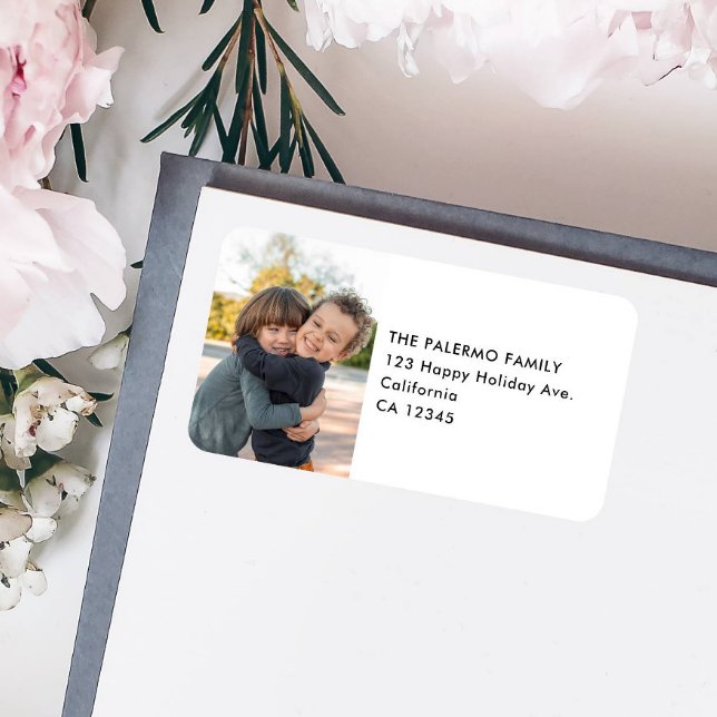 Kids Foto Einfach Moderne Rücksendeadresse Adressaufkleber (KIDS OR FAMILY PHOTO RETURN ADDRESS LABEL TO ADD A CHIC TOUCH TO YOUR CHRISTMAS OR HOLIDAY MAILING)