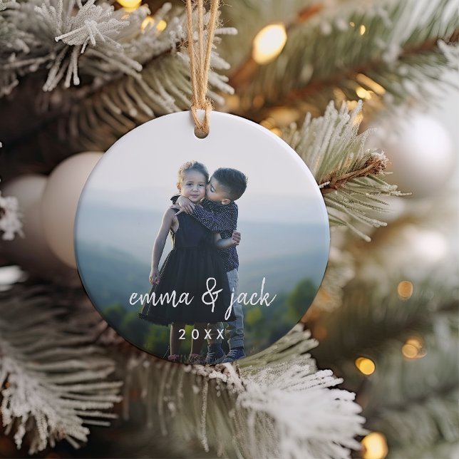 Kids Foto & Name Overlay Keramik Ornament (Von Creator hochgeladen)