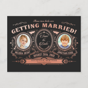 Kids Foto Save the Date Postkarten Rose Gold Fossi