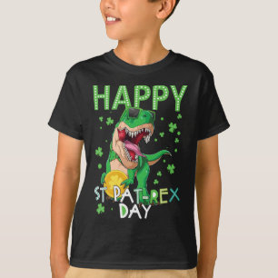 Kids Frohe St Patricks Day T-rex Dinosaur Junge Sc T-Shirt