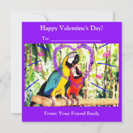 Kids Funky Klassenzimmer Valentine's Liebe Parrots Feiertagskarte