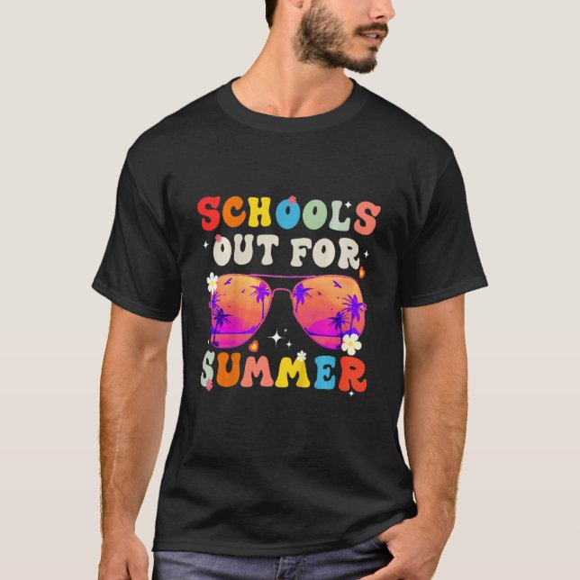 Kids Funny Groovy School's Out For Summer Graduati T-Shirt (Vorderseite)