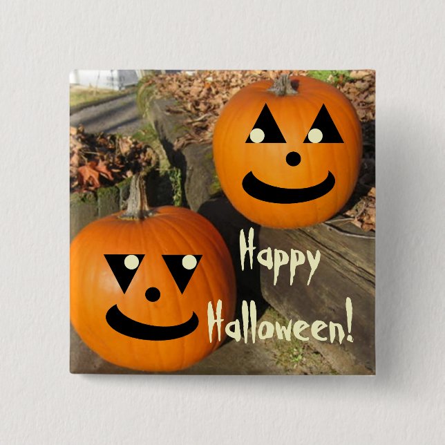Kids Funny Halloween Country Pumpkins Button (Vorderseite)