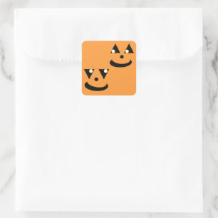 Kids Funny Halloween Pumpkin Faces Quadratischer Aufkleber