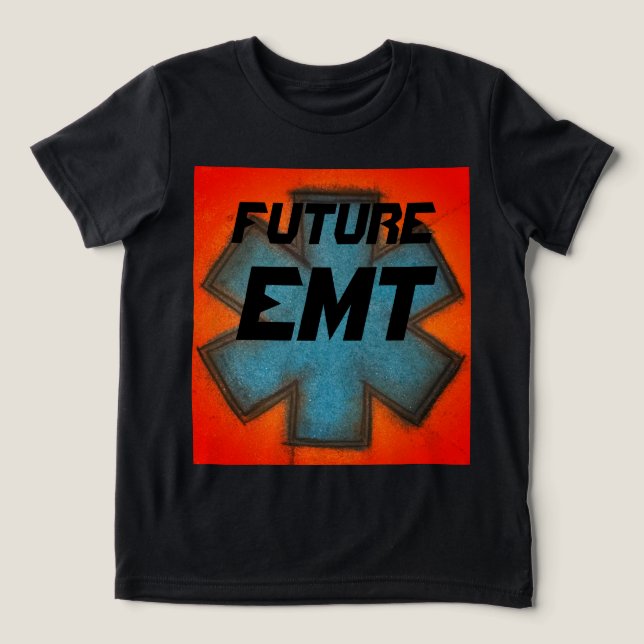 Kids Future EMT roter und blauer Star des Lebens Tri-Blend Shirt (Design Vorderseite)