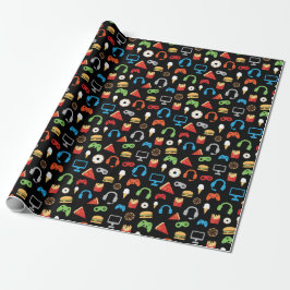 Kids Gamer Video Game Snacks Pizza Donuts Spaß Geschenkpapier