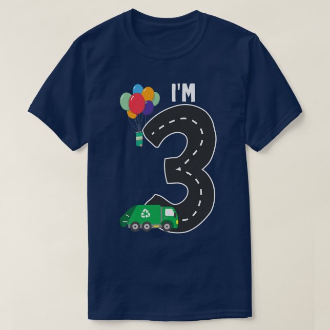 Kids Garbage Truck 3rd Birthday Boys T-Shirt (Design vorne)