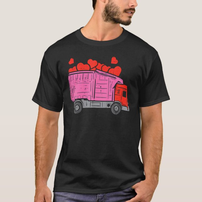 Kids Garbage Truck Hearts Toddler Boys Valentines  T-Shirt (Vorderseite)