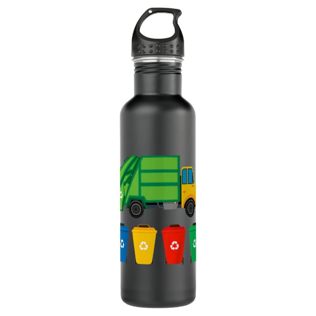 Kids Garbage Truck Recycelnd Bins Earth Day Childo Edelstahlflasche (Vorderseite)
