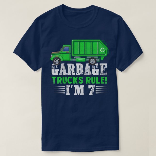 Kids Garbage Trucks Regel I m 7 Jahre alter Müll T-Shirt (Design vorne)