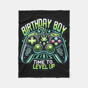 Kids Geburtstag Junge Level Up Gamer Controller Vi Fleecedecke