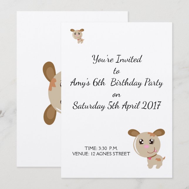 KID'S GEBURTSTAGES INVITATIONSKARTE EINLADUNG (Vorne/Hinten)