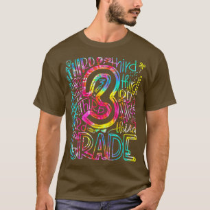 Kids Gefärbte Krawatte 3. Klasse Typografie Team D T-Shirt