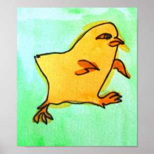 Kids gelbe Osterkichle farm animal art poster