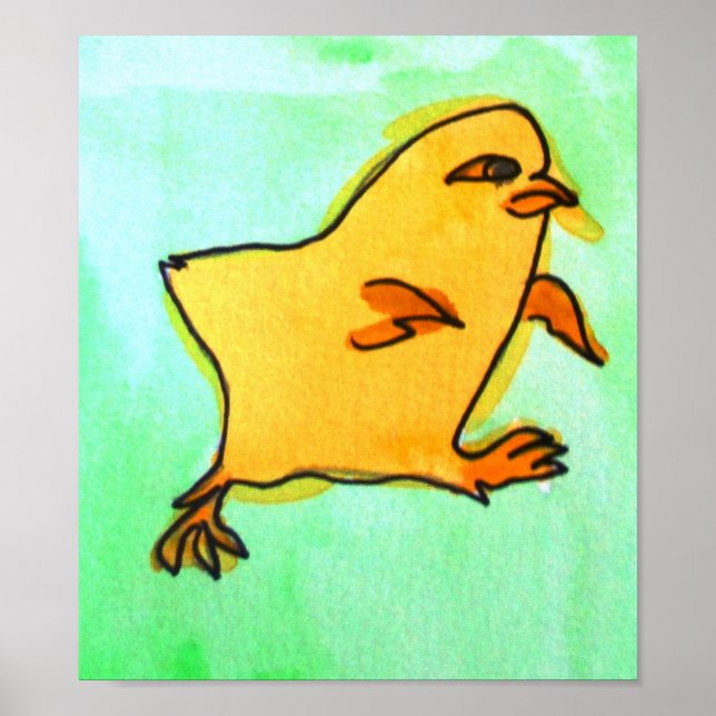 Kids gelbe Osterkichle farm animal art poster (Vorne)
