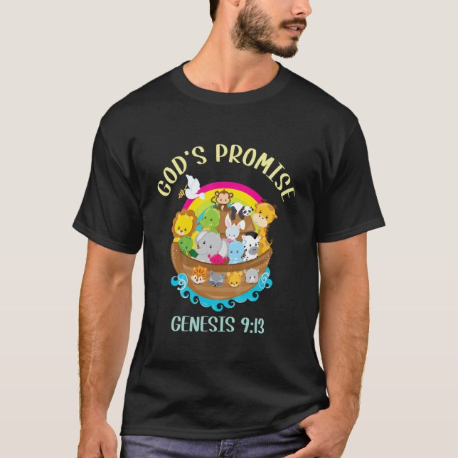 Kids Genesis 9:13 Gottes Versprechen Rainbow Bible T-Shirt (Vorderseite)
