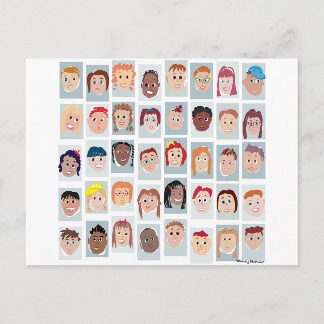 Kid's Gesichter Postkarte (Vorderseite)