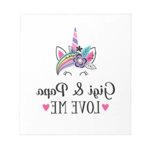 Kids Gigi und Papa Love Me Einhorn T-Shirt Notizblock