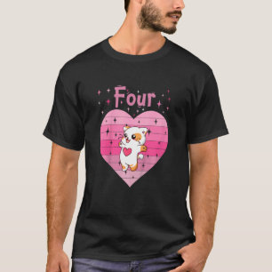 Kids Girl daughter cute cat kitty heart love 4th b T-Shirt