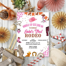 Kids Girl Rounded First Rodeo 1. Party Geburtstag Einladung