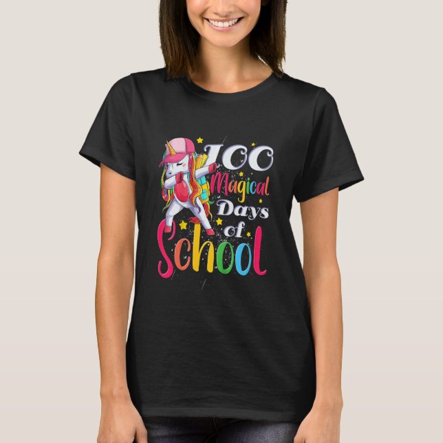 Kids Girls 100 Magical Days Of School First Grader T-Shirt (Vorderseite)