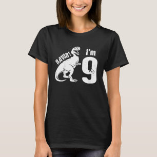Kids Girls Dinosaur RAWR 9. Geburtstag T-Shirt